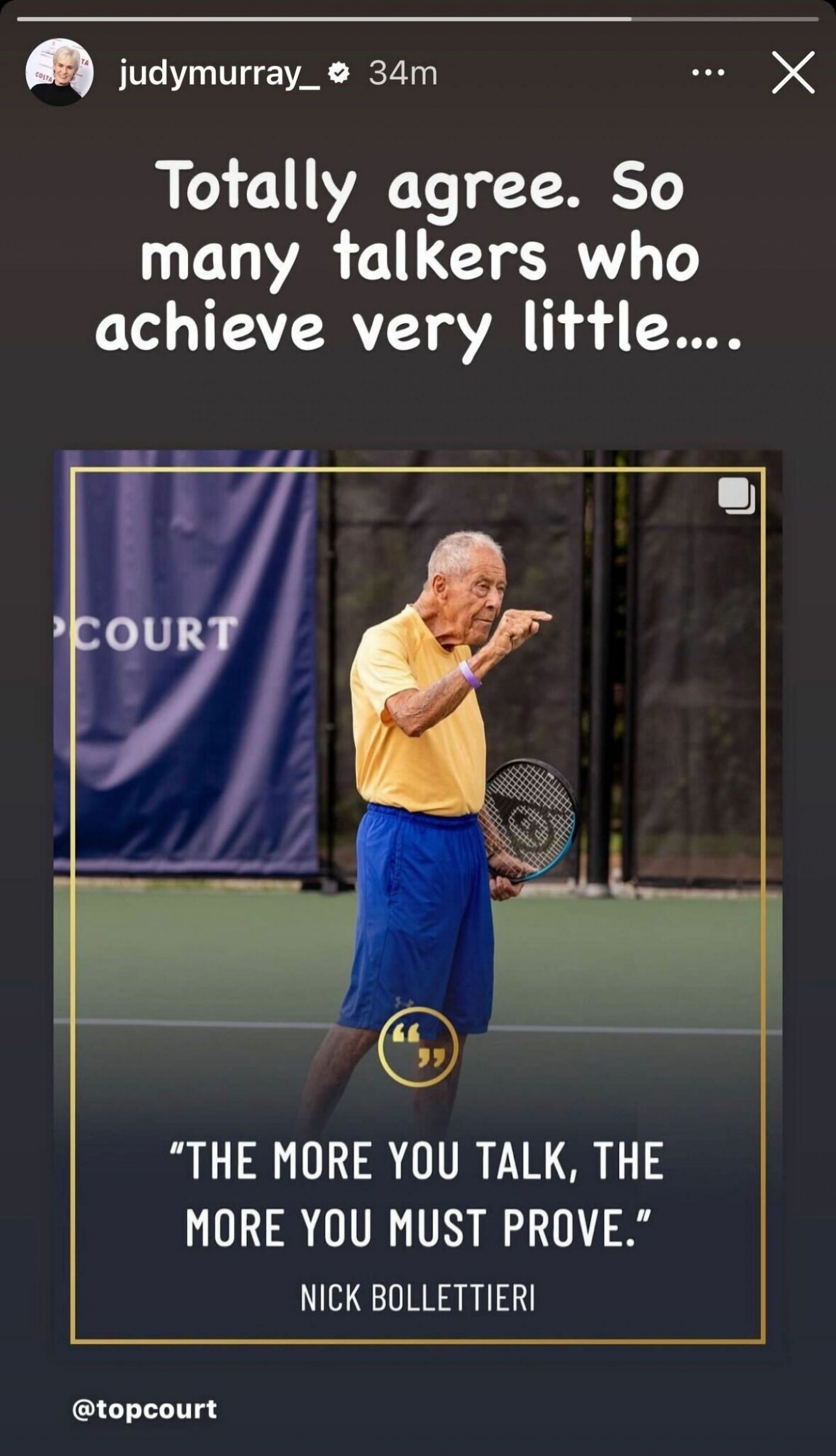 Judy Murray's Instagram story